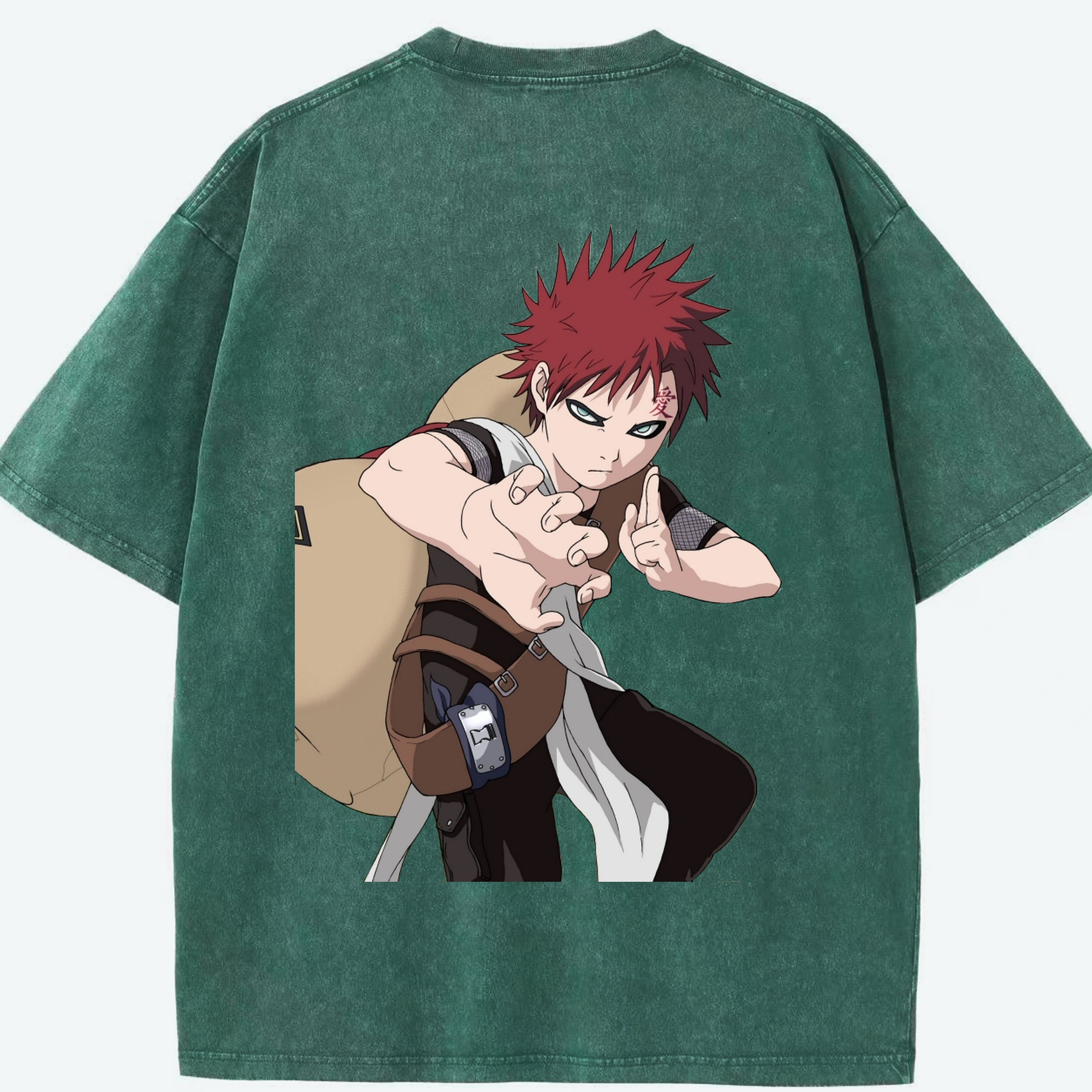 （画像用） NARUTO -ナルト- ガアラ Gaara 綿100% ヴィンテージ風 半袖Tシャツ（背面プリント）